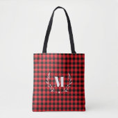 Red Buffalo Plaid Monogram Christmas Tasche (Vorderseite)