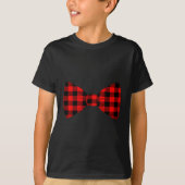 Red Buffalo Plaid Neck Bow Tie Matching Christmas T-Shirt (Vorderseite)