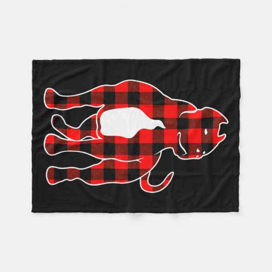 Red Buffalo Plaid Pajama American Bully Christmas  Fleecedecke (Vorderseite (Horizontal))