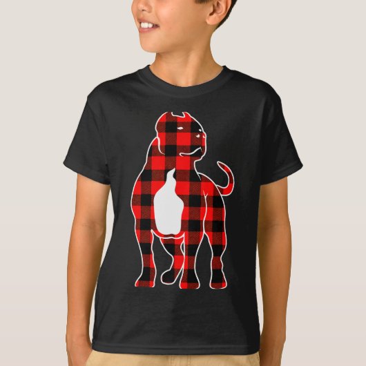 Red Buffalo Plaid Pajama American Bully Christmas T-Shirt (Vorderseite)