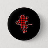 Red Buffalo Plaid Pajama Astronaut Christmas Button (Vorderseite)
