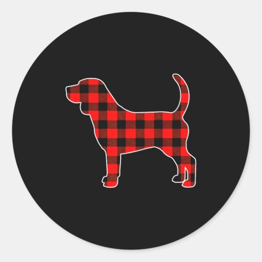Red Buffalo Plaid Pajama Beagle Christmas Dog Love Runder Aufkleber (Vorderseite)