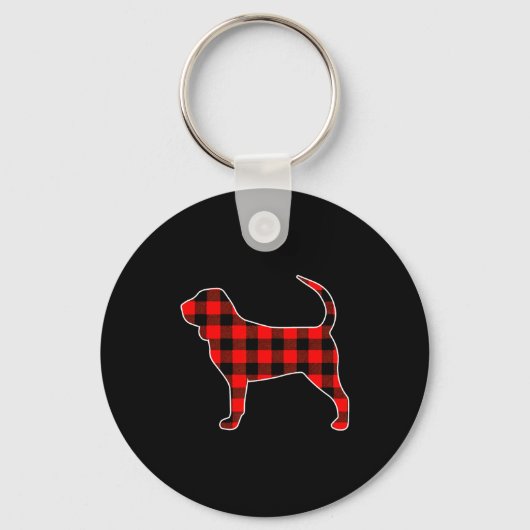 Red Buffalo Plaid Pajama Bloodhound Christmas Dog Schlüsselanhänger (Vorderseite)