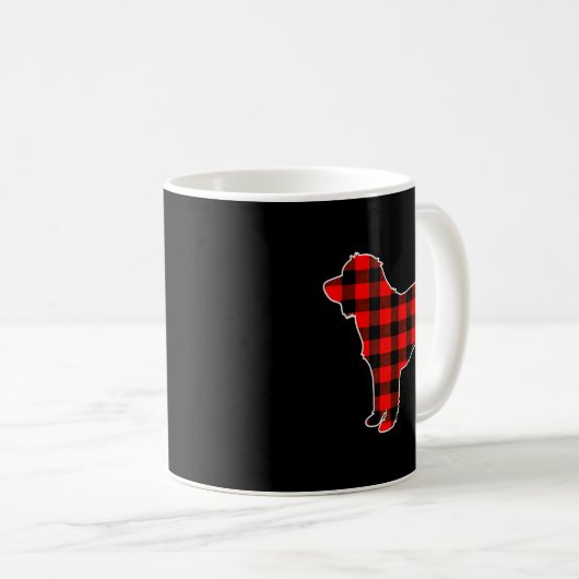 Red Buffalo Plaid Pajama Doodle Christmas Dog Love Kaffeetasse (VorderseiteRechts)