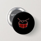 Red Buffalo Plaid Pajama Drum Christmas Button (Vorne & Hinten)