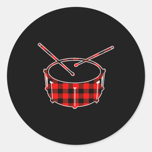 Red Buffalo Plaid Pajama Drum Christmas Runder Aufkleber (Vorderseite)