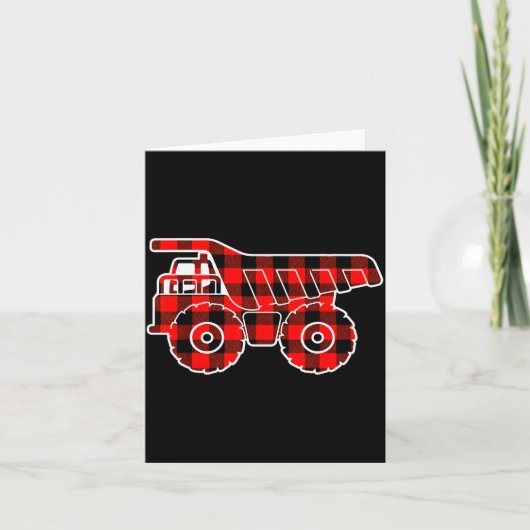 Red Buffalo Plaid Pajama Dump Truck Christmas Karte (Vorderseite)