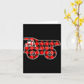 Red Buffalo Plaid Pajama Dump Truck Christmas Karte (Gelbe Blume)
