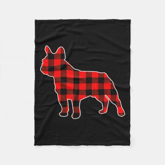 Red Buffalo Plaid Pajama Frenchie Christmas Dog Lo Fleecedecke (Vorderseite)