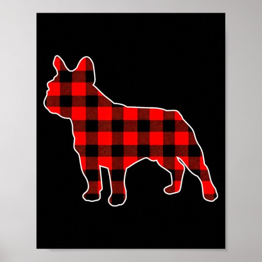 Red Buffalo Plaid Pajama Frenchie Christmas Dog Lo Poster (Vorne)