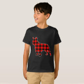 Red Buffalo Plaid Pajama Frenchie Christmas Dog Lo T-Shirt (Vorne ganz)