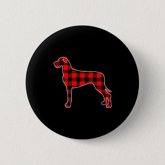 Red Buffalo Plaid Pajama Great Dane Christmas Dog Button (Vorderseite)