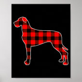 Red Buffalo Plaid Pajama Great Dane Christmas Dog Poster (Vorne)