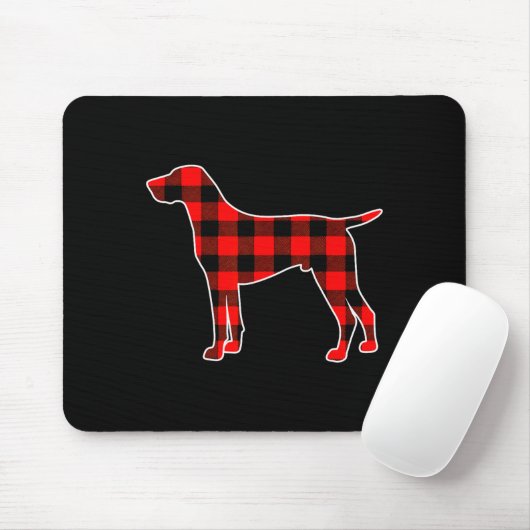 Red Buffalo Plaid Pajama Gsp Christmas Dog Lover M Mousepad (Mit Mouse)