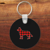 Red Buffalo Plaid Pajama Husky Christmas Dog Lover Schlüsselanhänger (Vorderseite)
