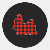 Red Buffalo Plaid Pajama Shih Tzu Christmas Dog Lo Runder Aufkleber (Vorderseite)