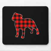 Red Buffalo Plaid Pajama Staffy Christmas Dog Love Mousepad (Vorne)