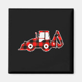 Red Buffalo Plaid Pajama Tractor Christmas Magnet (Vorne)