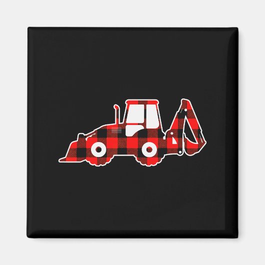 Red Buffalo Plaid Pajama Tractor Christmas Magnet (Vorne)