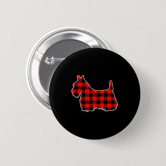 Red Buffalo Plaid Pajama Yorkshire Terrier Christm Button (Vorne & Hinten)