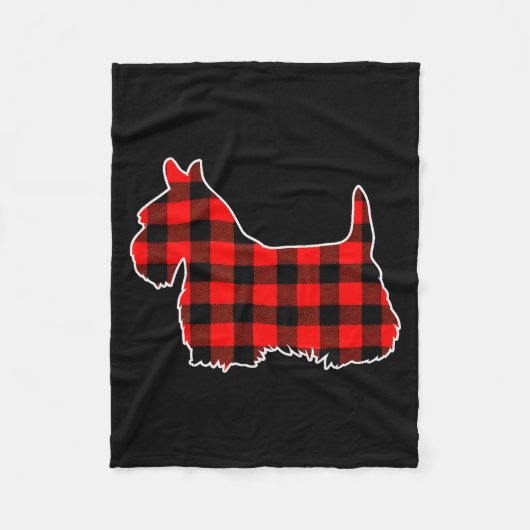 Red Buffalo Plaid Pajama Yorkshire Terrier Christm Fleecedecke (Vorderseite)