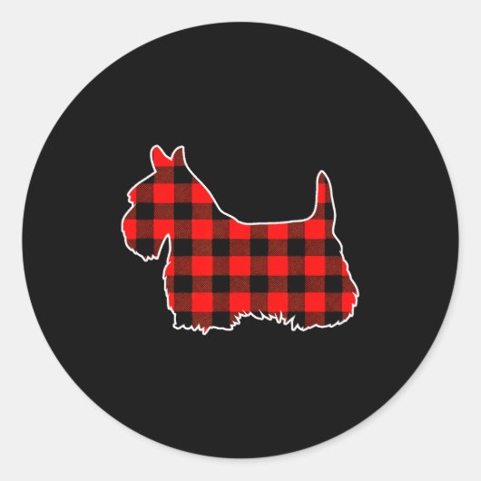 Red Buffalo Plaid Pajama Yorkshire Terrier Christm Runder Aufkleber (Vorderseite)
