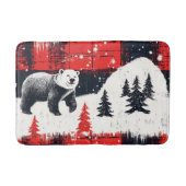 Red Buffalo Plaid Polar Bear Badematte (Vorderseite)
