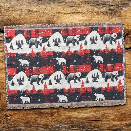 Red Buffalo Plaid Polar Bear Decke