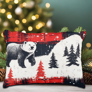 Red Buffalo Plaid Polar Bear Dekokissen