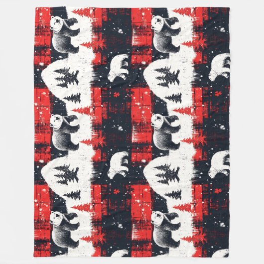 Red Buffalo Plaid Polar Bear Fleecedecke (Vorderseite)