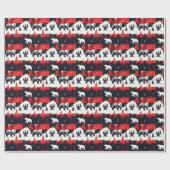 Red Buffalo Plaid Polar Bear Geschenkpapier (Flach)