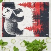 Red Buffalo Plaid Polar Bear Geschirrtuch (Gefaltet)