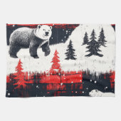 Red Buffalo Plaid Polar Bear Geschirrtuch (Horizontal)