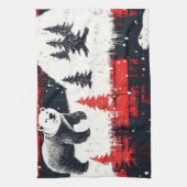 Red Buffalo Plaid Polar Bear Geschirrtuch (Vertikal)