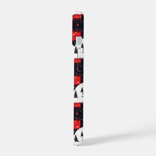 Red Buffalo Plaid Polar Bear iPhone 15 Hülle (Linke Seite)