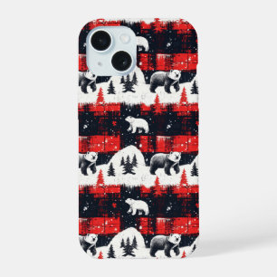Red Buffalo Plaid Polar Bear iPhone 15 Hülle