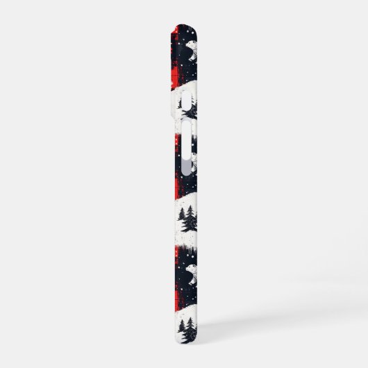 Red Buffalo Plaid Polar Bear iPhone 16 Hülle (Linke Seite)