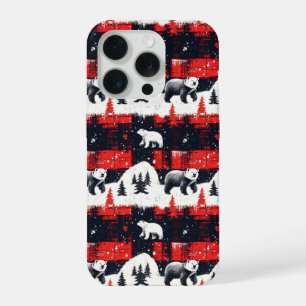 Red Buffalo Plaid Polar Bear iPhone 15 Pro Hülle