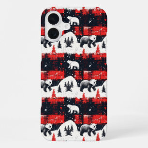 Red Buffalo Plaid Polar Bear iPhone 16 Plus Hülle