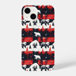 Red Buffalo Plaid Polar Bear iPhone 14 Hülle
