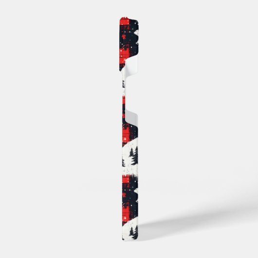 Red Buffalo Plaid Polar Bear iPhone Hülle (Linke Seite)