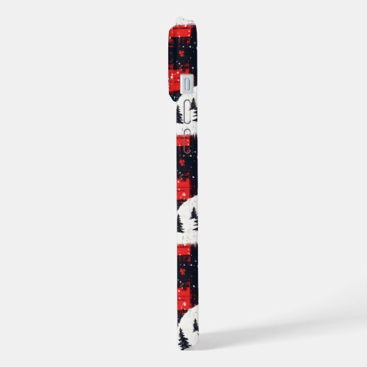 Red Buffalo Plaid Polar Bear iPhone Hülle (Linke Seite)