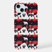 Red Buffalo Plaid Polar Bear iPhone Hülle (Rückseite)