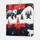 Red Buffalo Plaid Polar Bear Keramikornament (Links)