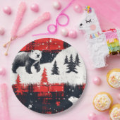 Red Buffalo Plaid Polar Bear Pappteller (Party)