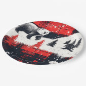 Red Buffalo Plaid Polar Bear Pappteller (Schrägansicht)