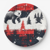Red Buffalo Plaid Polar Bear Pappteller (Vorderseite)