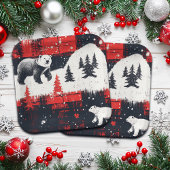 Red Buffalo Plaid Polar Bear Pappteller