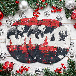 Red Buffalo Plaid Polar Bear Pappteller