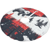 Red Buffalo Plaid Polar Bear Polyester Weihnachtsbaumdecke (Schrägansicht)